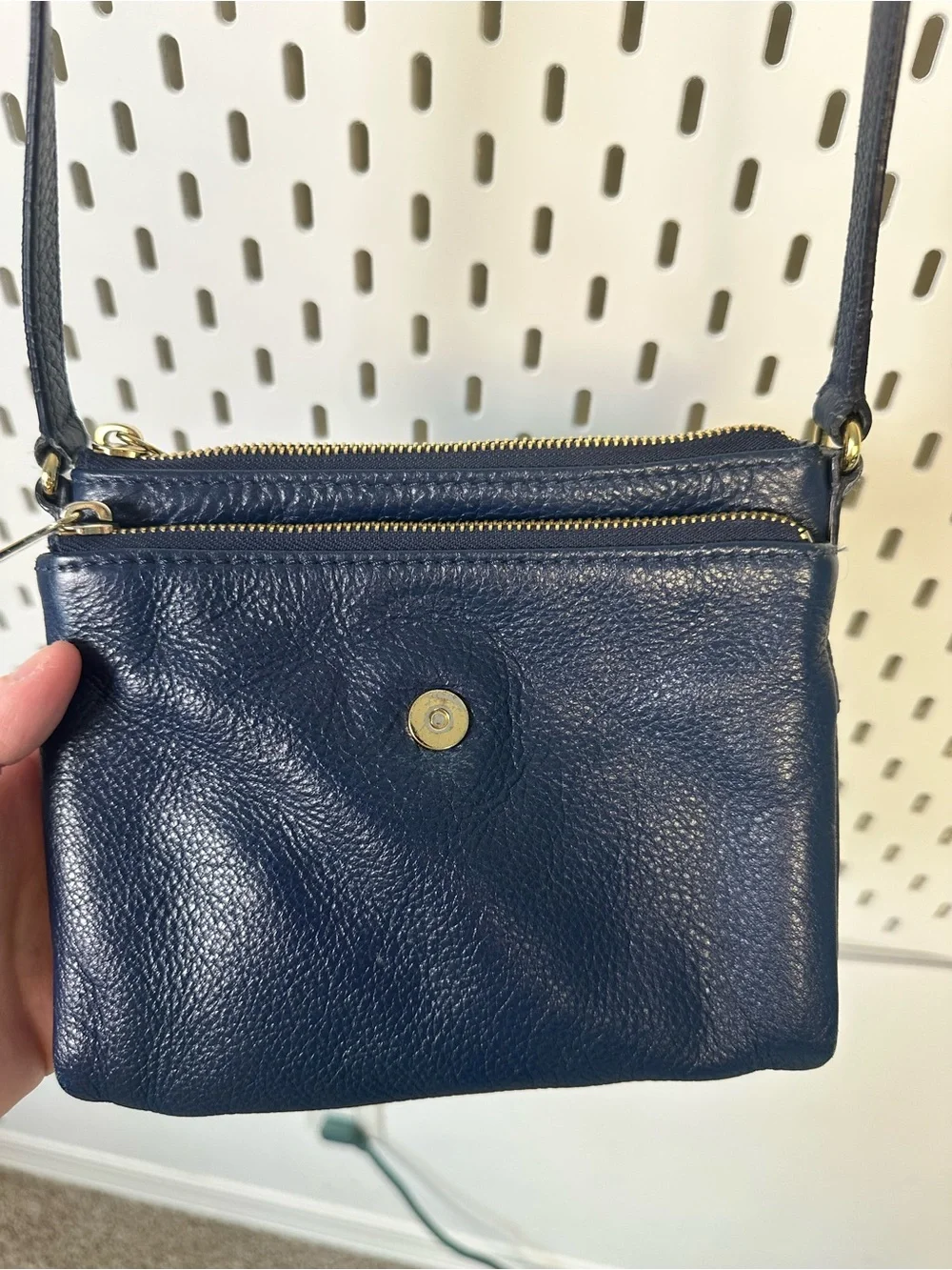 Michael Kors Fulton Crossbody Bag in Dark Blue Pebble Leather